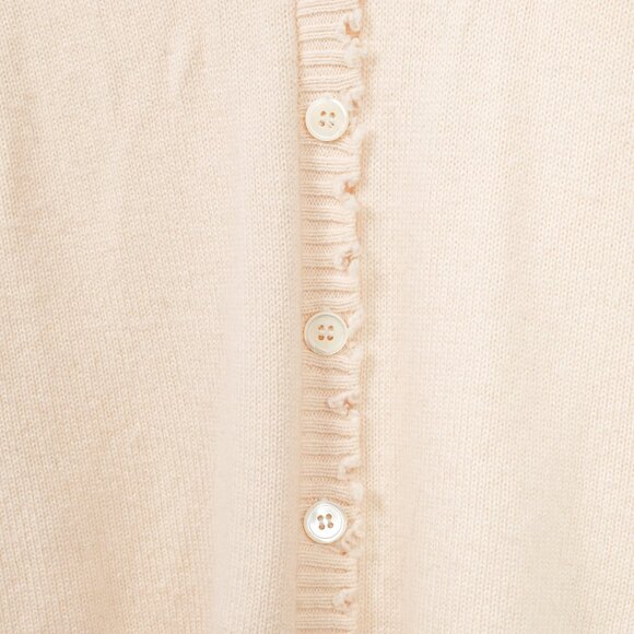 Allude Cream Wool & Cashmere Distressed V-Neck Cardigan - Picture 6 of 10